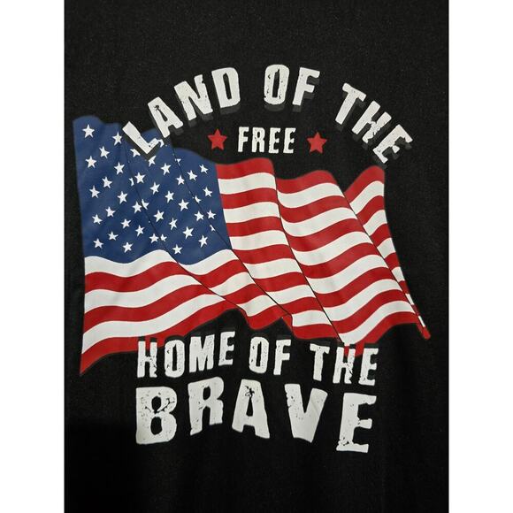 Black Patriotic American Long Sleeve Shirt Land of the Free Home of the Brave - Picture 7 of 8